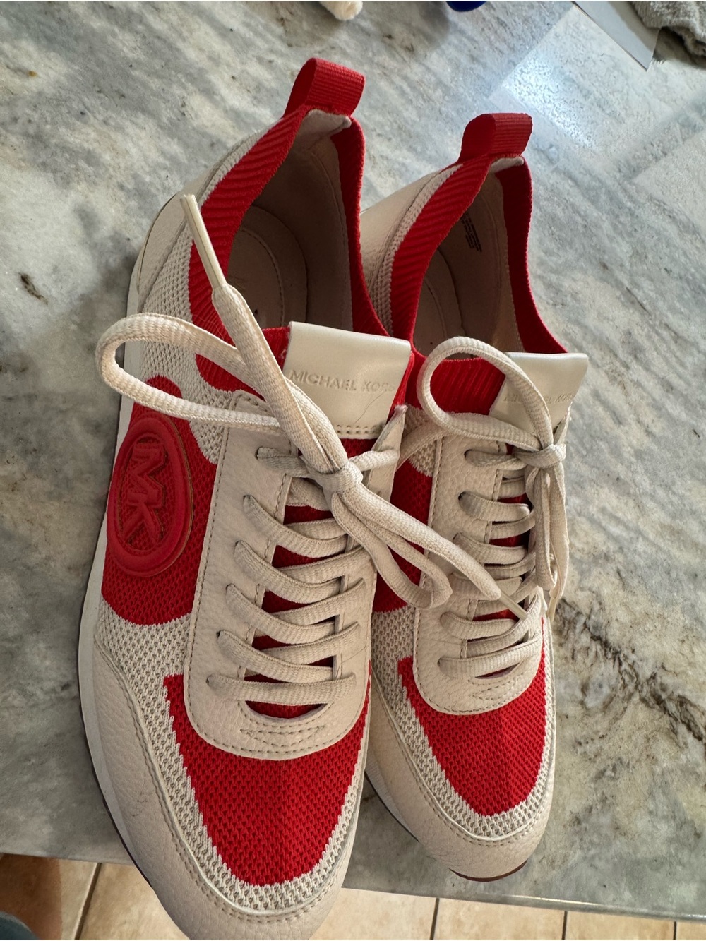 Michael Kors Women's Red and Cream Low-Top Lace-Up Sneakers